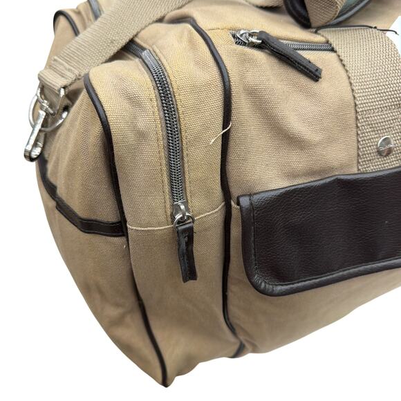 Calvin Klein Tan Canvas Travel Duffle Bag with Black Trim Gift With Purchase - Picture 5 of 13